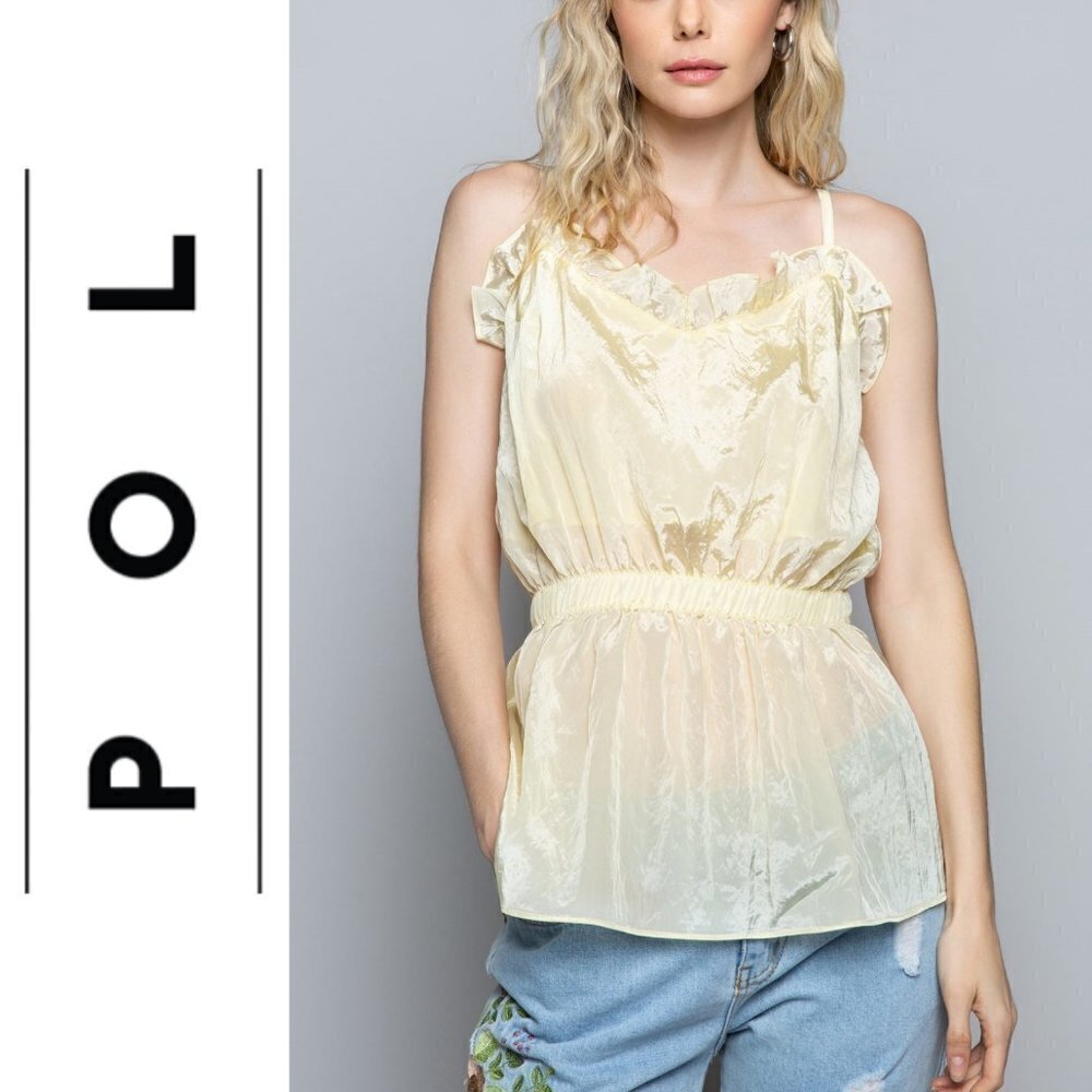 NWT POL Baby Ruffle Spaghetti Strap Urban City Top